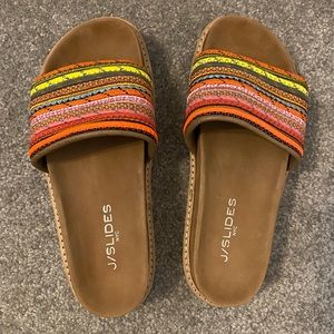 J Slides Pink & Tan Stripe Lizzy Slide - Women